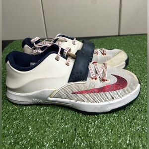 Size 1Y- Nike KD 7 'USA' Kids basketball shoes white blue red